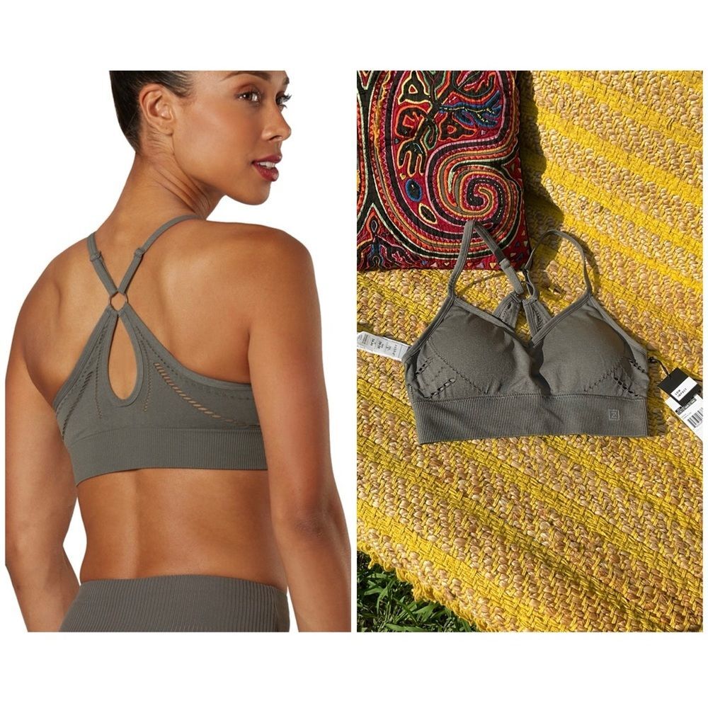 NWT Zobha London Seamless Bra Size Small Gray Yoga Low Impact